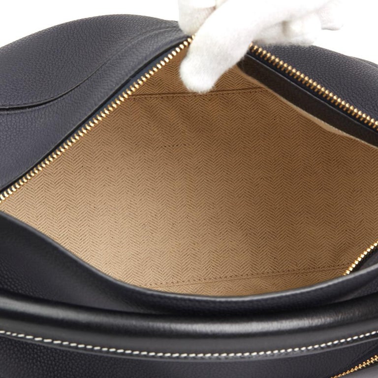 2017 Loewe Midnight Blue and Black Grained Calfskin Leather Puzzle Bag