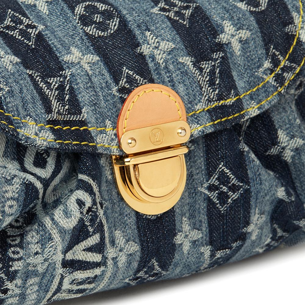 2006 Louis Vuitton Blue Monogram Denim Pleaty Shoulder Bag 1