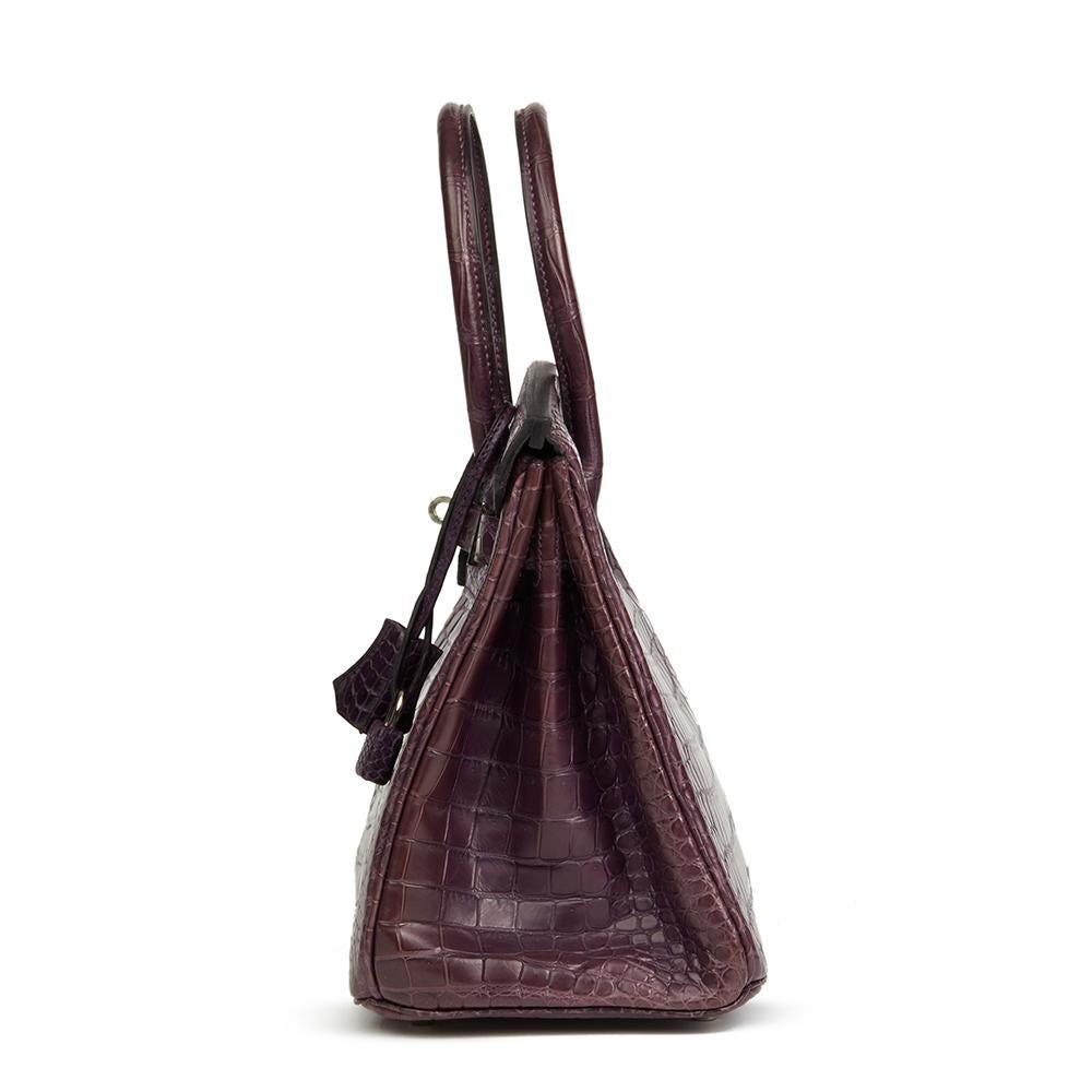 HERMÈS
Amethyst Matte Porosus Crocodile Leather Birkin 30cm

Reference: CB140
Serial Number: [N]
Age (Circa): 2010
Accompanied By: Hermès Dust Bag, Box, Lock, Keys, Clochette, Protective Felt, CITES Photocopy
Authenticity Details: Date Stamp (Made