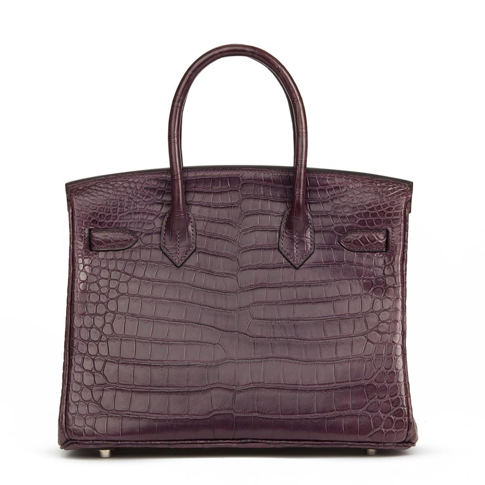 2010 Hermes Amethyst Matte Porosus Crocodile Leather Birkin 30cm In New Condition In Bishop's Stortford, Hertfordshire