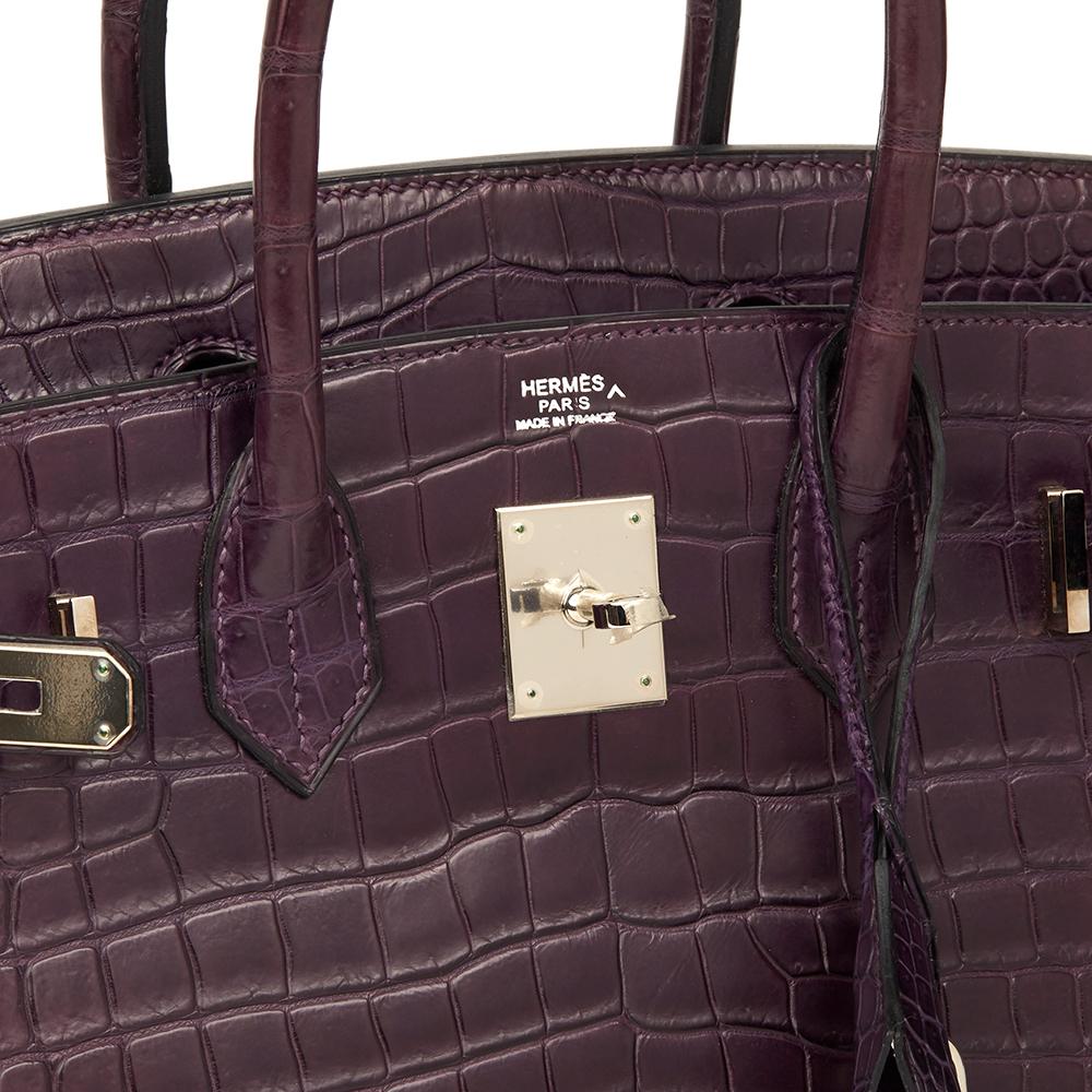 2010 Hermes Amethyst Matte Porosus Crocodile Leather Birkin 30cm 2