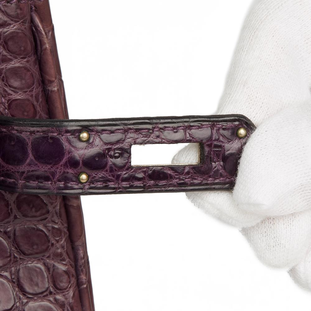2010 Hermes Amethyst Matte Porosus Crocodile Leather Birkin 30cm 3