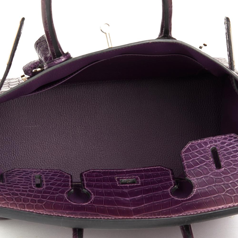 2010 Hermes Amethyst Matte Porosus Crocodile Leather Birkin 30cm 4
