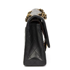 1990 Chanel Black Quilted Lambskin Vintage Medium Classic Double Flap Bag