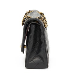 1990 Chanel Black Quilted Lambskin Vintage Medium Classic Double Flap Bag