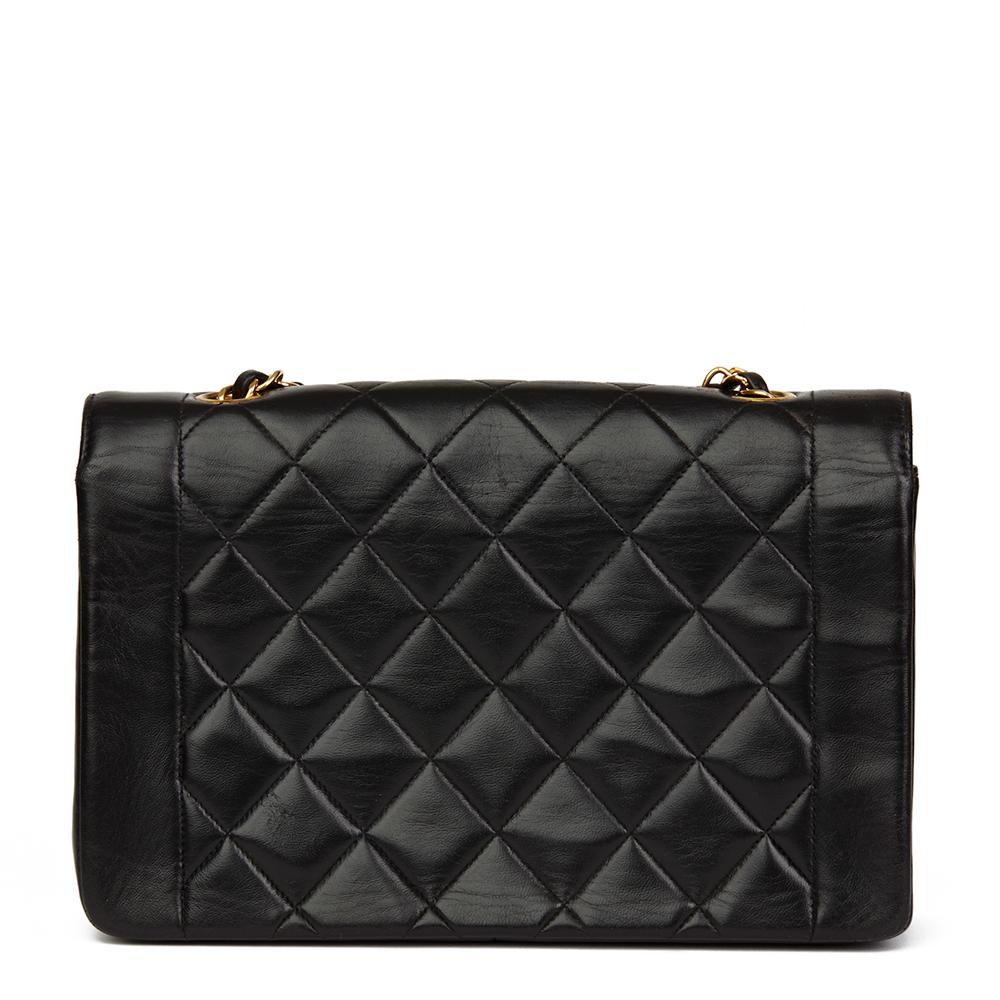 Women's or Men's Chanel Black Quilted Lambskin Vintage Medium Diana Classic Single Flap Bag
