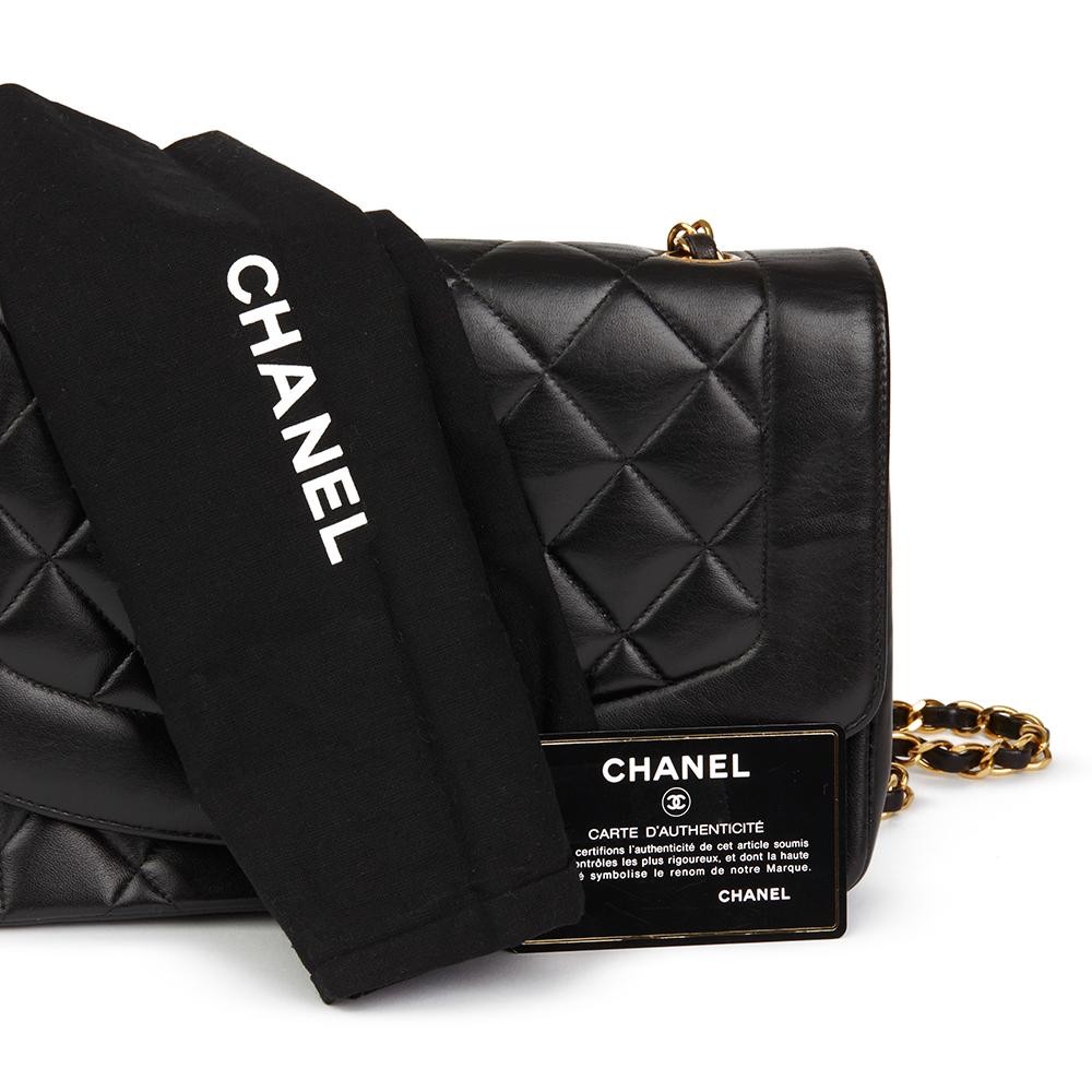 Chanel Black Quilted Lambskin Vintage Medium Diana Classic Single Flap Bag 7