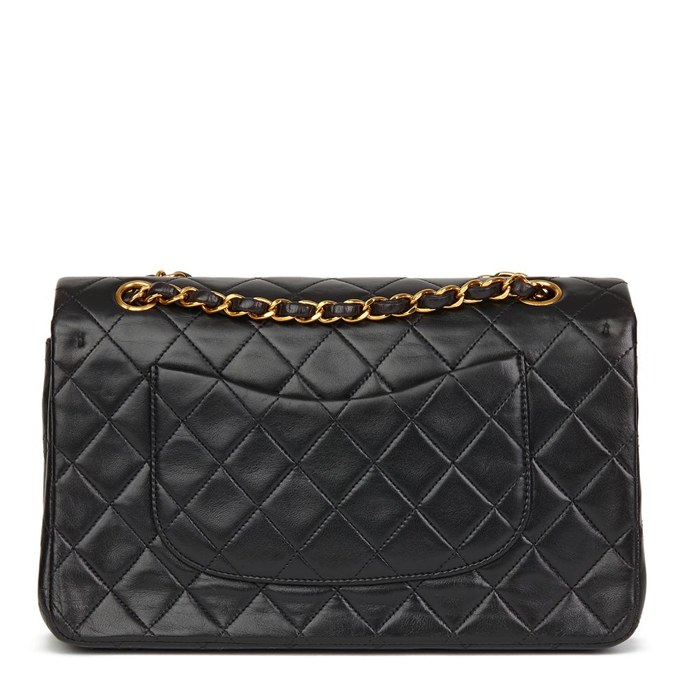 Women's 1995 Chanel Black Quilted Lambskin Vintage Medium Classic Double Flap Bag