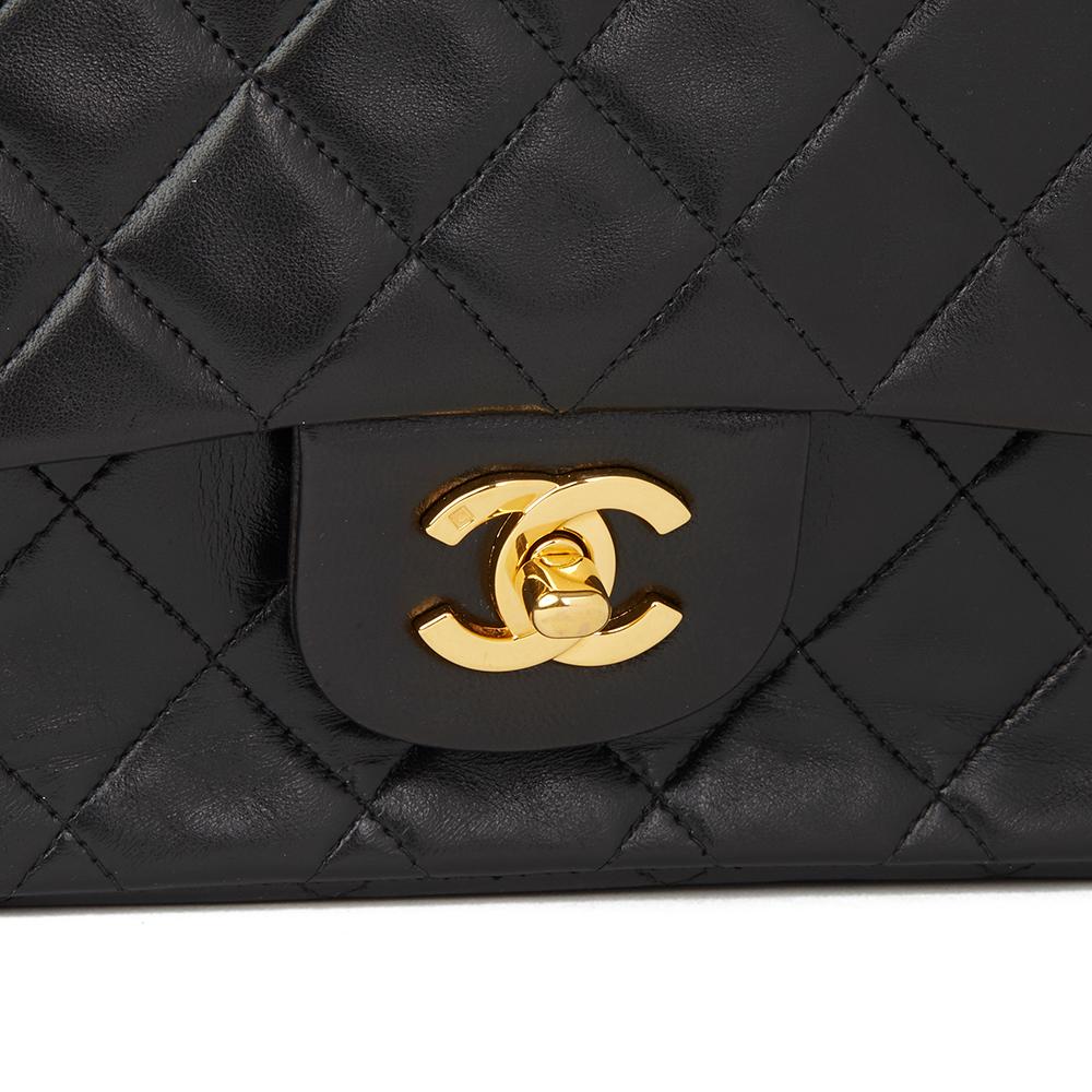 1995 Chanel Black Quilted Lambskin Vintage Medium Classic Double Flap Bag 2