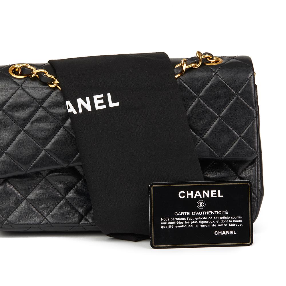 1990 Chanel Black Quilted Lambskin Vintage Small Classic Double Flap Bag 7
