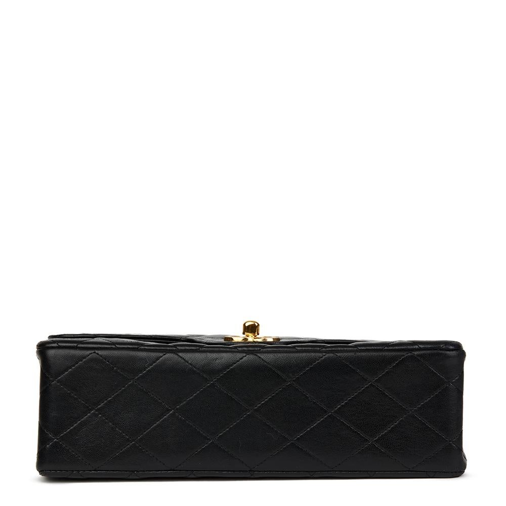 1987 Chanel Black Quilted Lambskin Vintage Small Classic Double Flap Bag 1