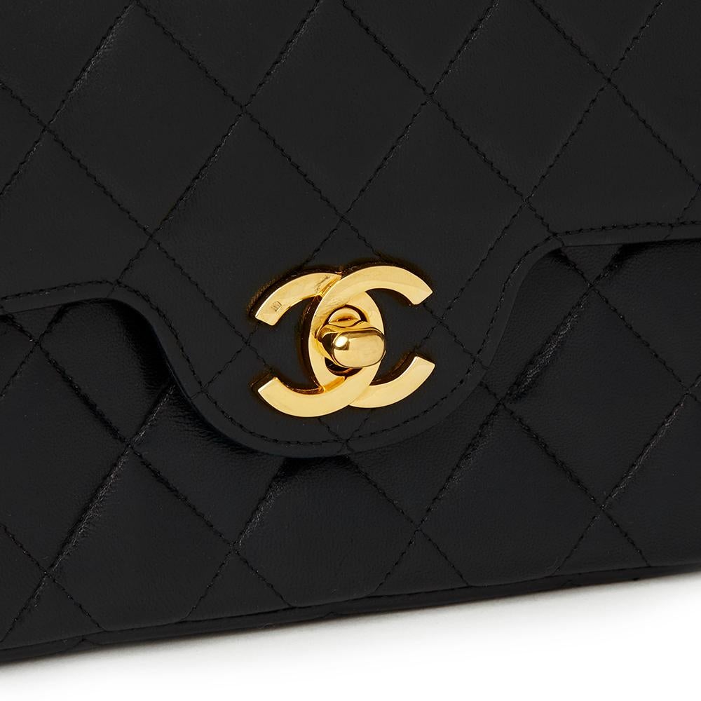 1987 Chanel Black Quilted Lambskin Vintage Small Classic Double Flap Bag 2