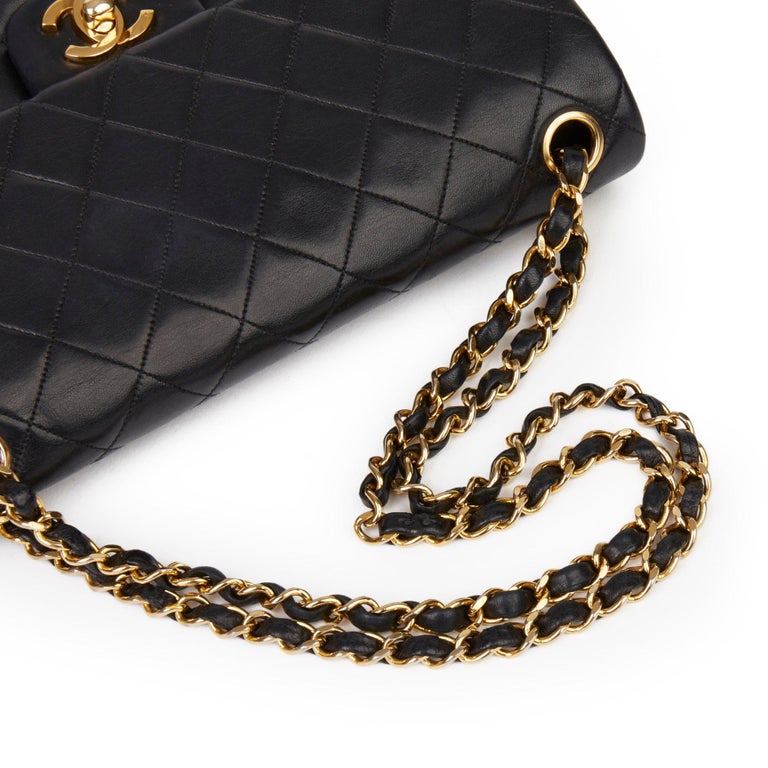 1980 Chanel Black Quilted Lambskin Vintage Medium Classic Double Flap Bag  at 1stDibs