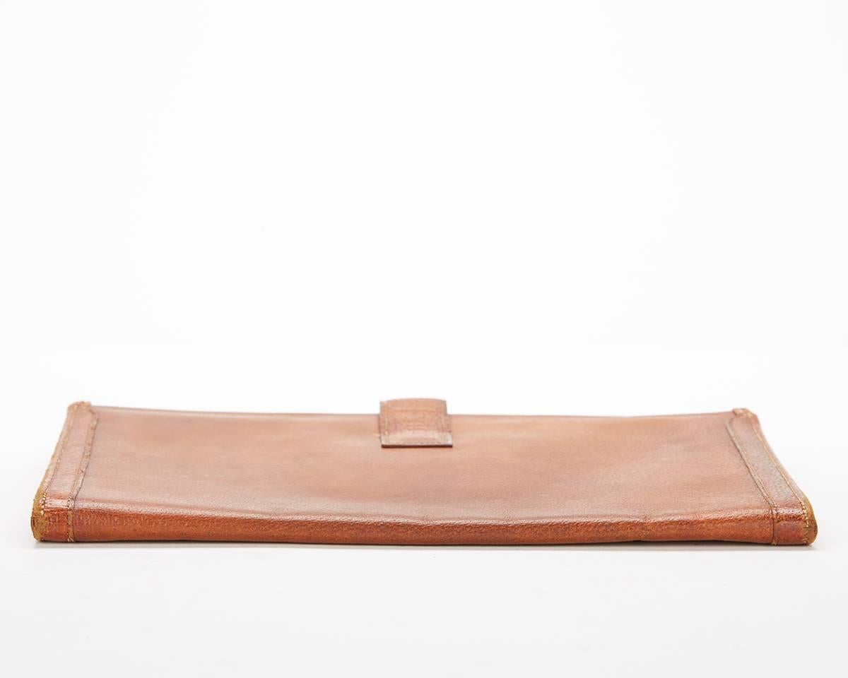 1960s Beige Sahara Porkskin Leather Jige Clutch 1