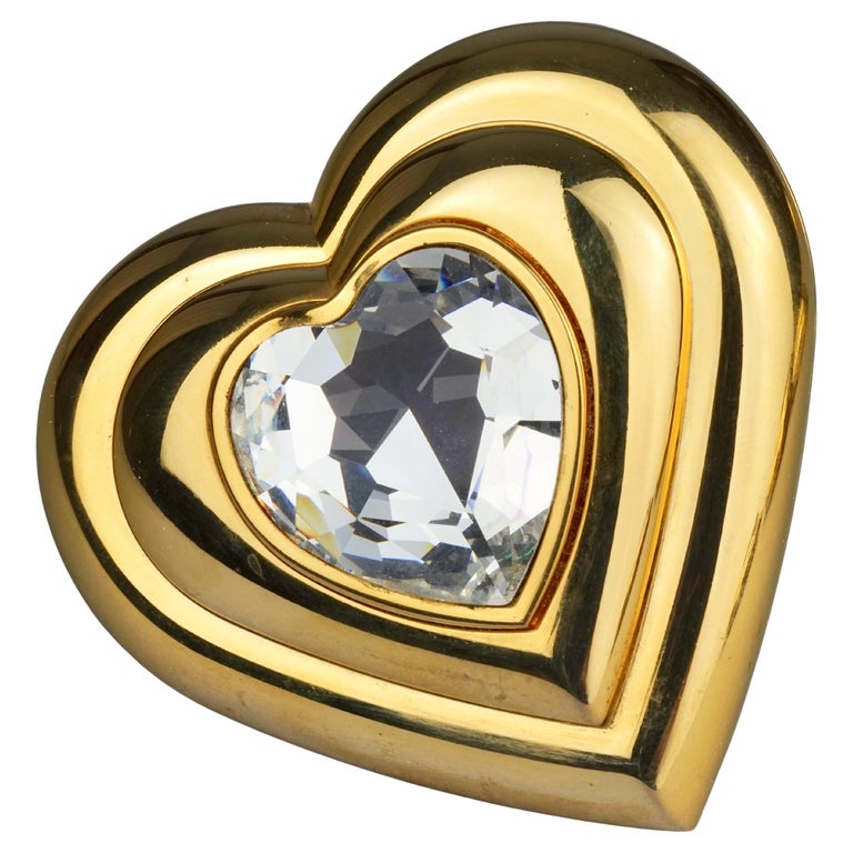 Vintage YVES SAINT LAURENT by Robert Goossens Heart Jewelled Compact Powder  For Sale at 1stDibs