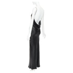 SAINT LAURENT 2023 Runway iridescent satin plunge neck cowl back dress FR38 M