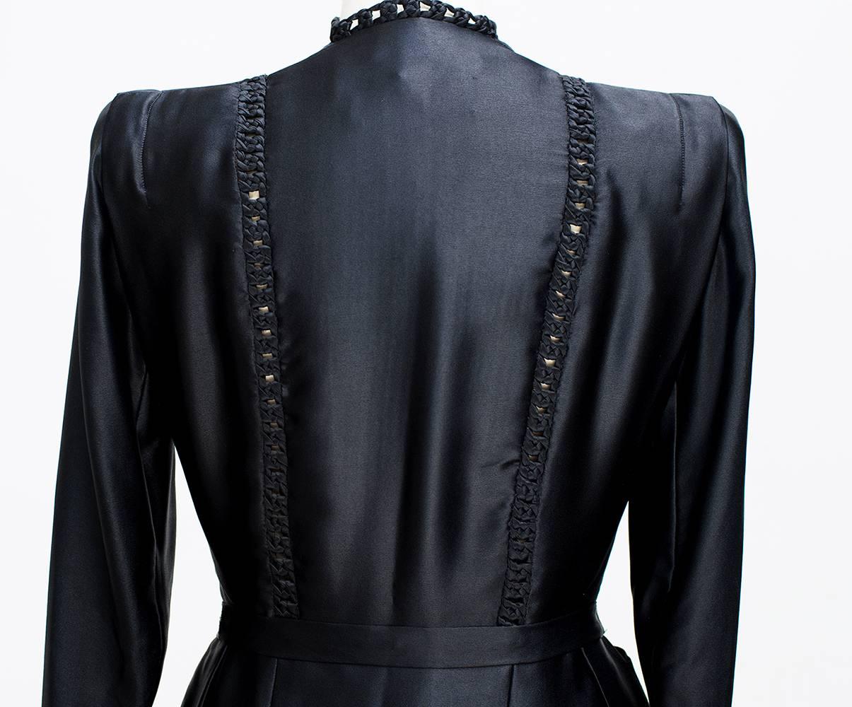 1935 circa Nina Ricci Haute Couture Gorgeous Black Satin Jacket    In Excellent Condition For Sale In Paris, FR