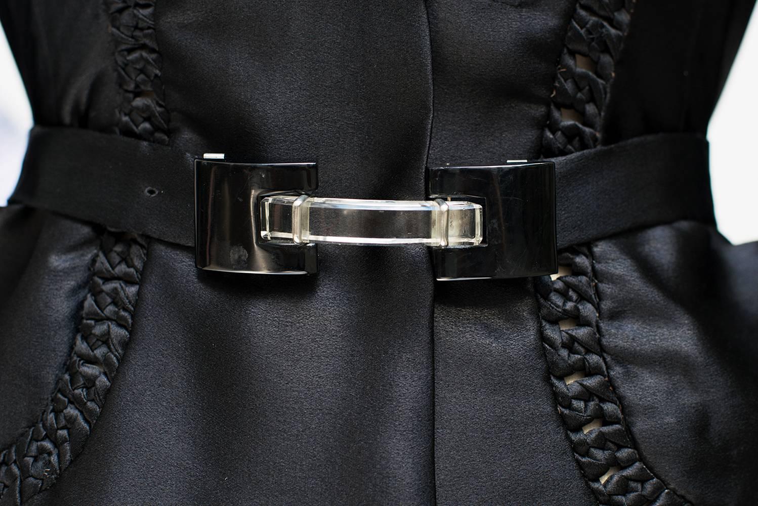 Women's 1935 circa Nina Ricci Haute Couture Gorgeous Black Satin Jacket    For Sale