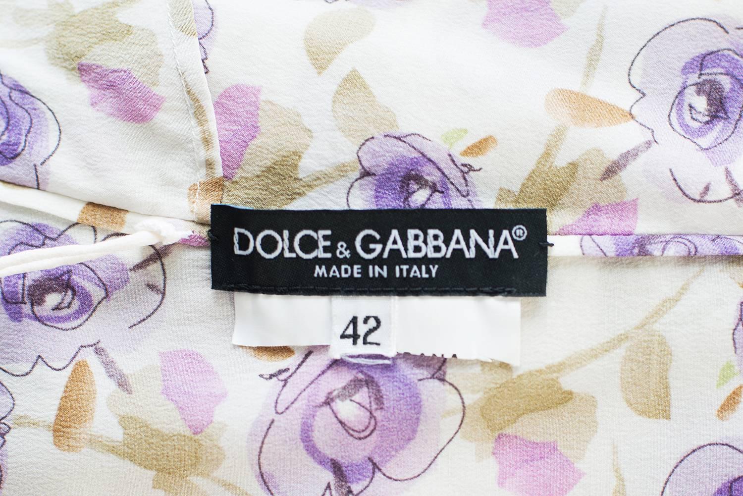 2000's Dolce&Gabbana Purple Flower Printed Summer Dress   In Excellent Condition In Paris, FR