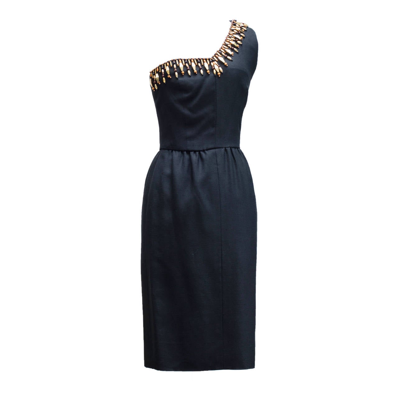 1990 Divine Vintage Givenchy Black Embroidered Asymmetric  Dress