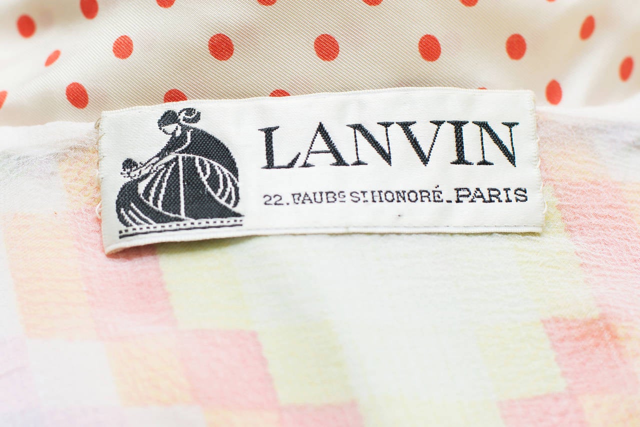 Beige 1970  Jeanne Lanvin Haute Couture Divine Silk Day Dress For Sale