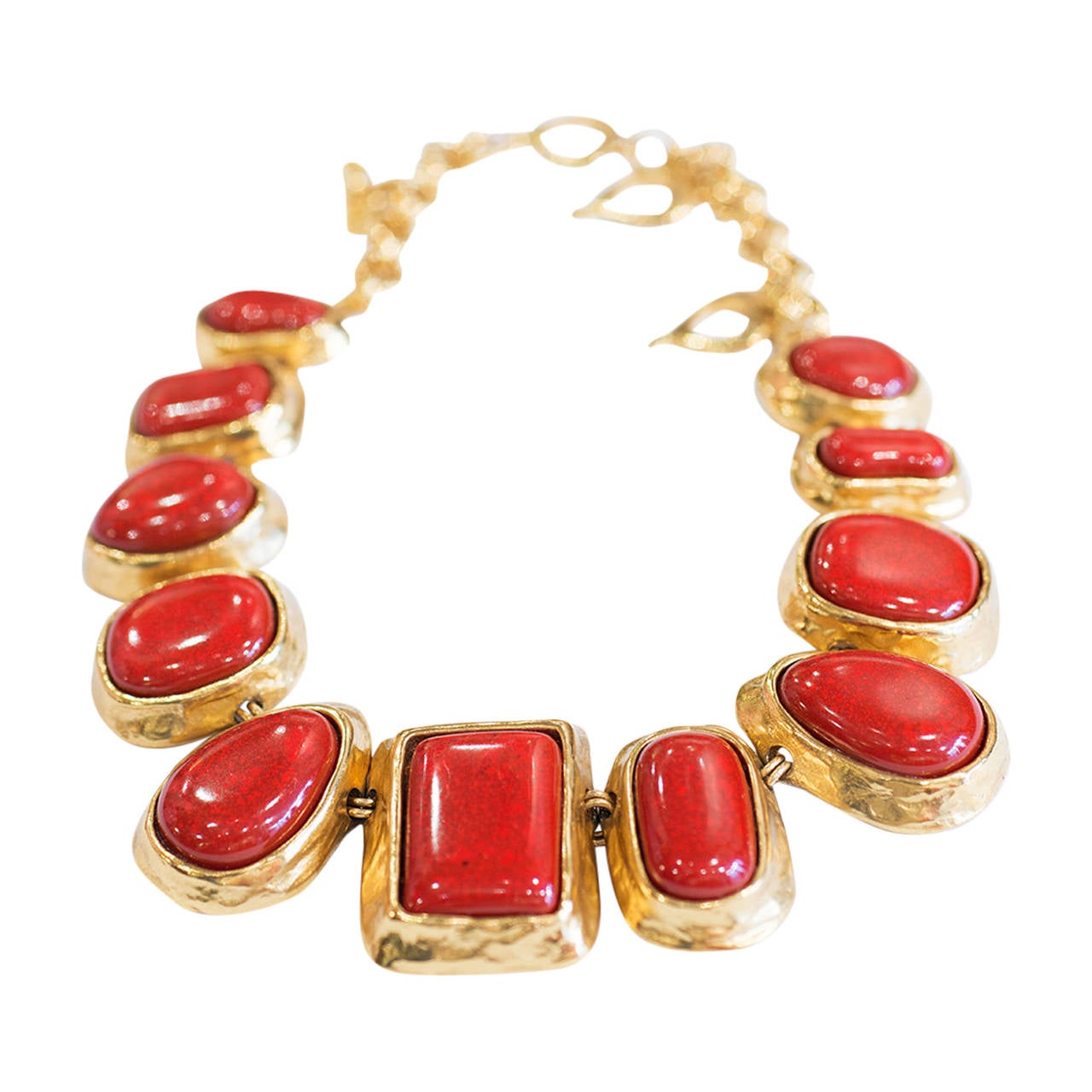 Yves Saint Laurent Vintage Costume Jewelry Red Necklace