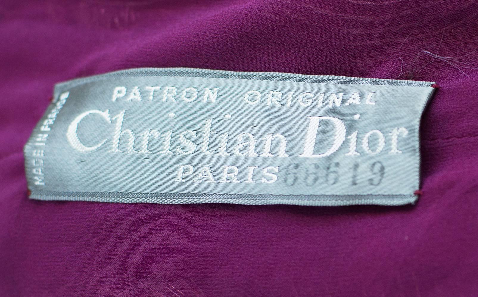 Purple 1980/85 Red Ca Christian Dior Haute Couture Bordeaux Embroidered  Long Tank Dres For Sale