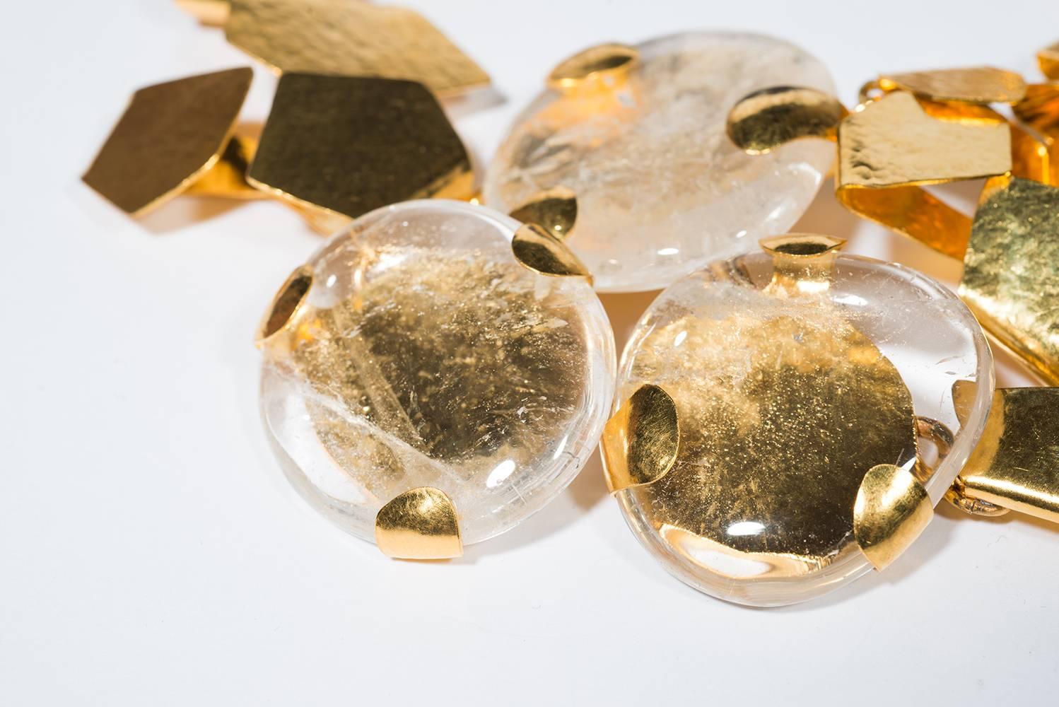 Van Der Straeten : Rock- Crystal  And Gold Metal  Unique Amazing  Necklace  In Excellent Condition In Paris, FR