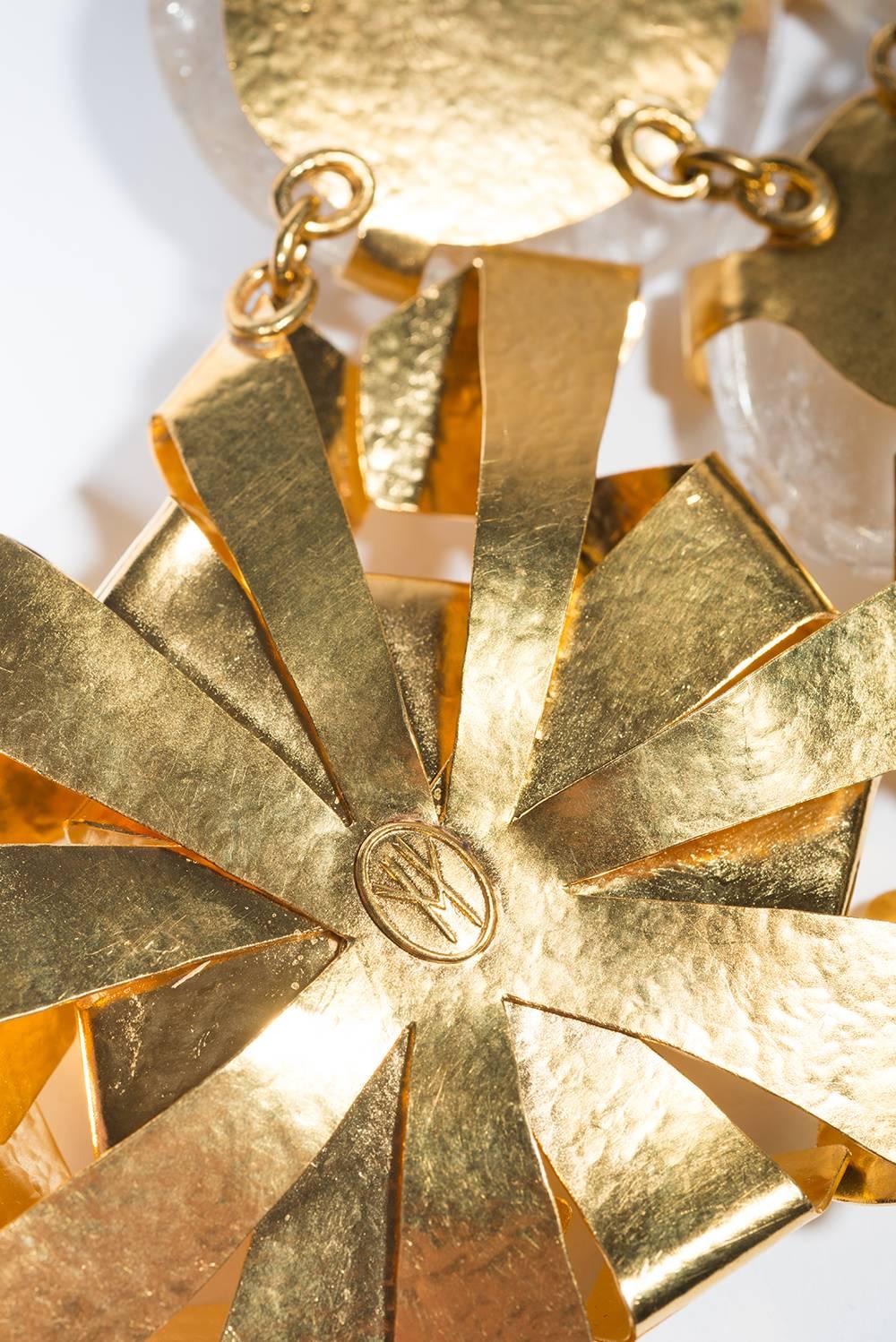 Van Der Straeten : Rock- Crystal  And Gold Metal  Unique Amazing  Necklace  1