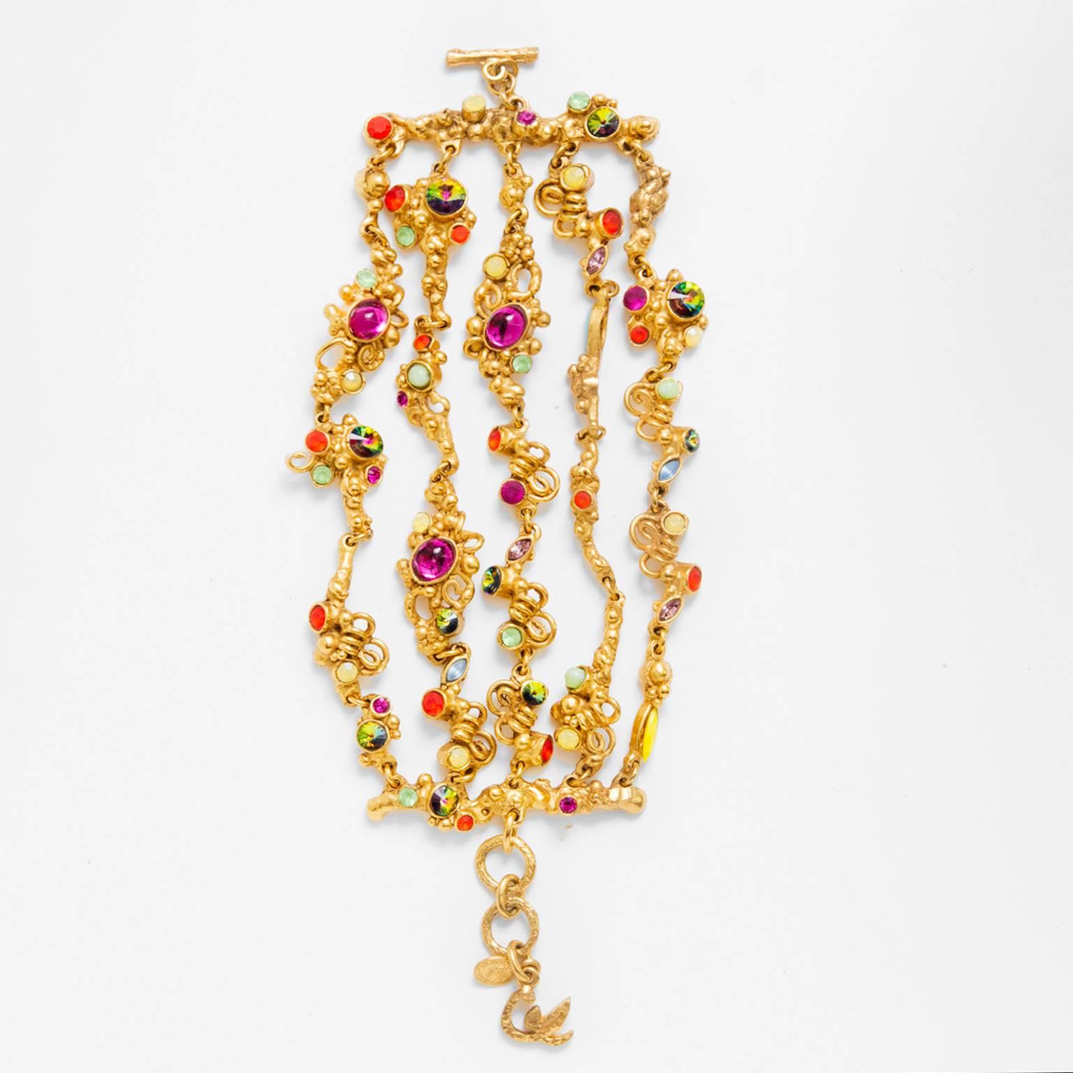 Amazing 1990's Christian Lacroix Multicolor Bracelet 5 Strands 
This amazing bracelet is in gold brass with a 