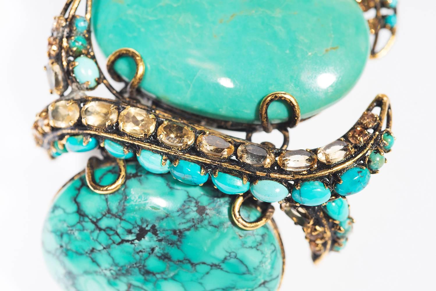 1990s Stunning Iradj Moini Vintage Fake Turquoise Cuff In Good Condition For Sale In Paris, FR