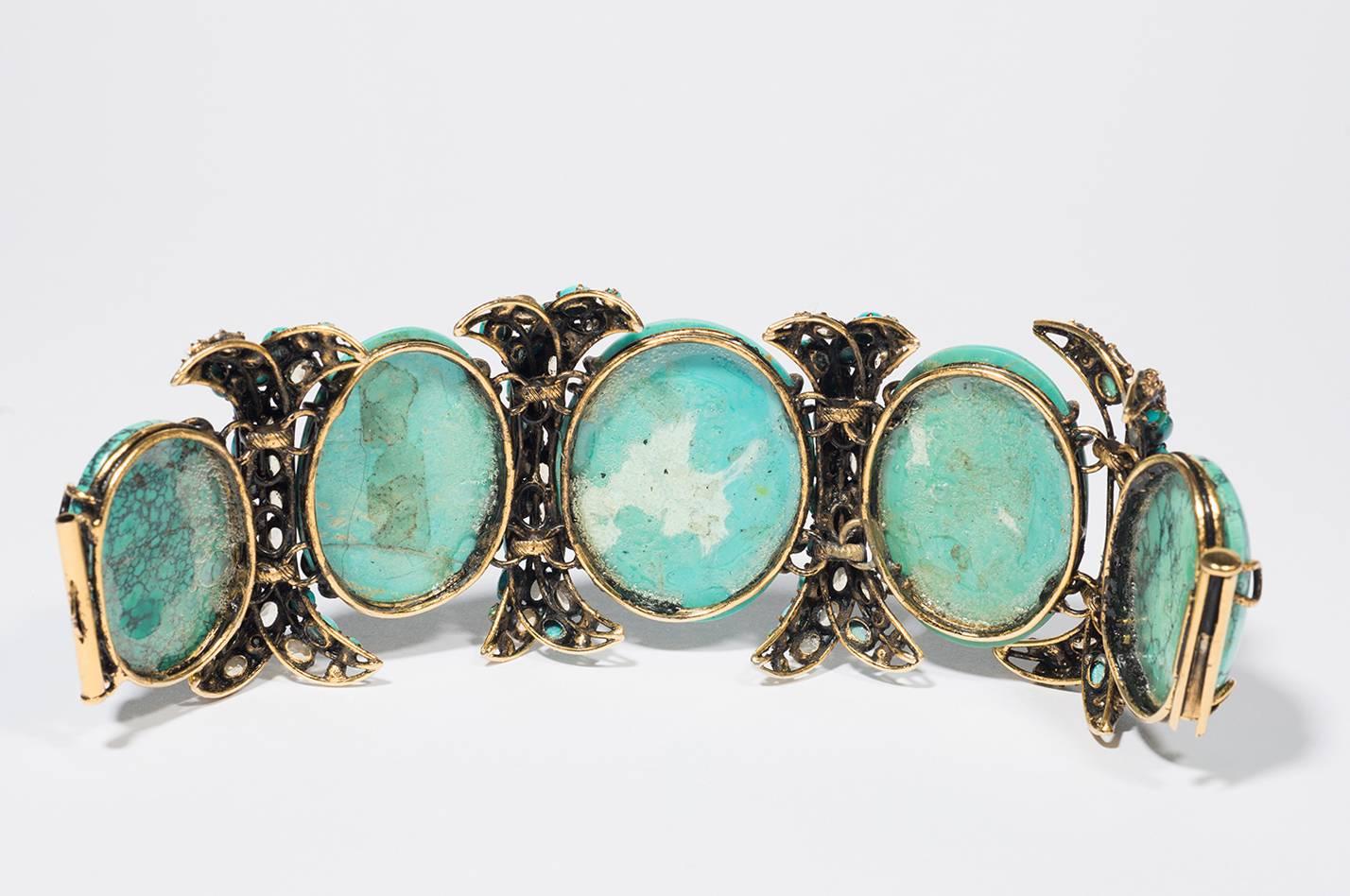 1990s Stunning Iradj Moini Vintage Fake Turquoise Cuff For Sale 4