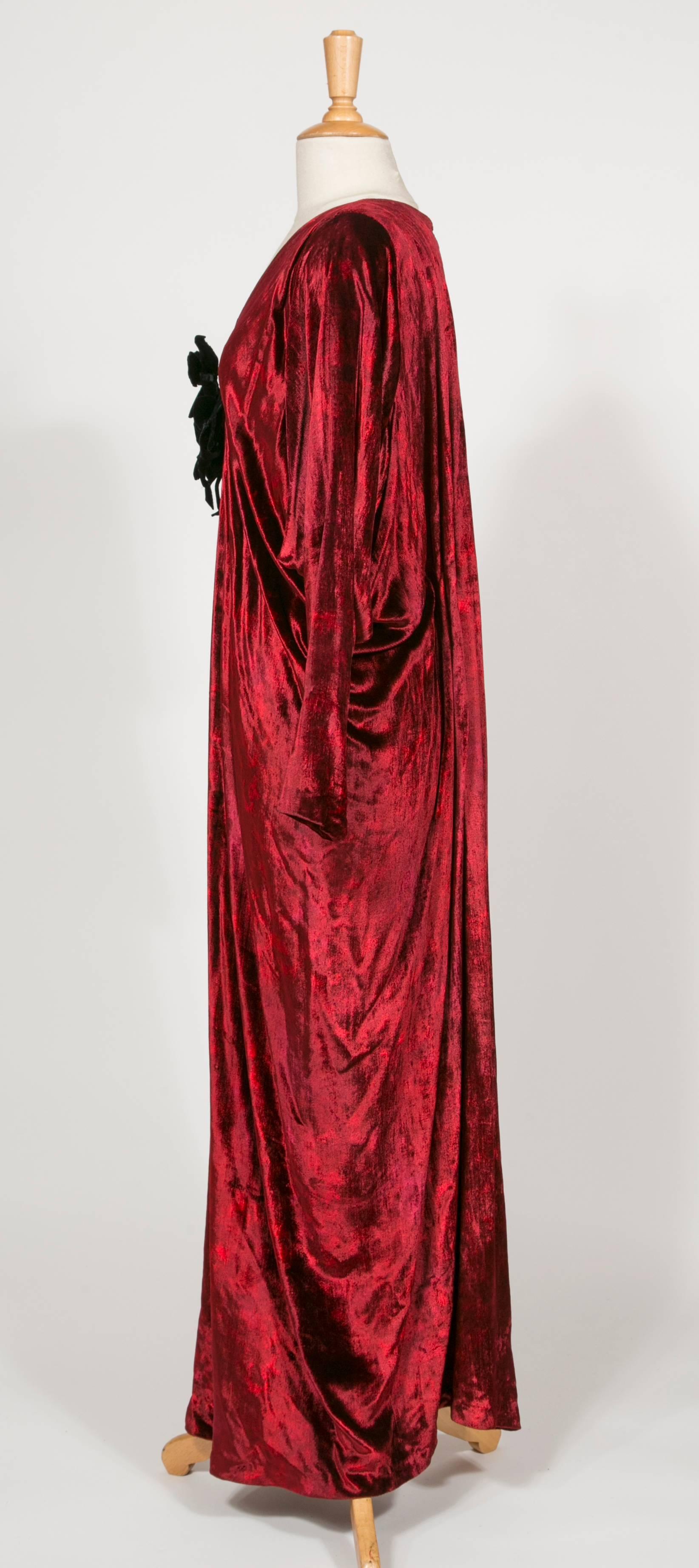 Red 1975 Yves Saint Laurent Haute Couture Iconic  Ruby Silk Velvet  Evening Dress