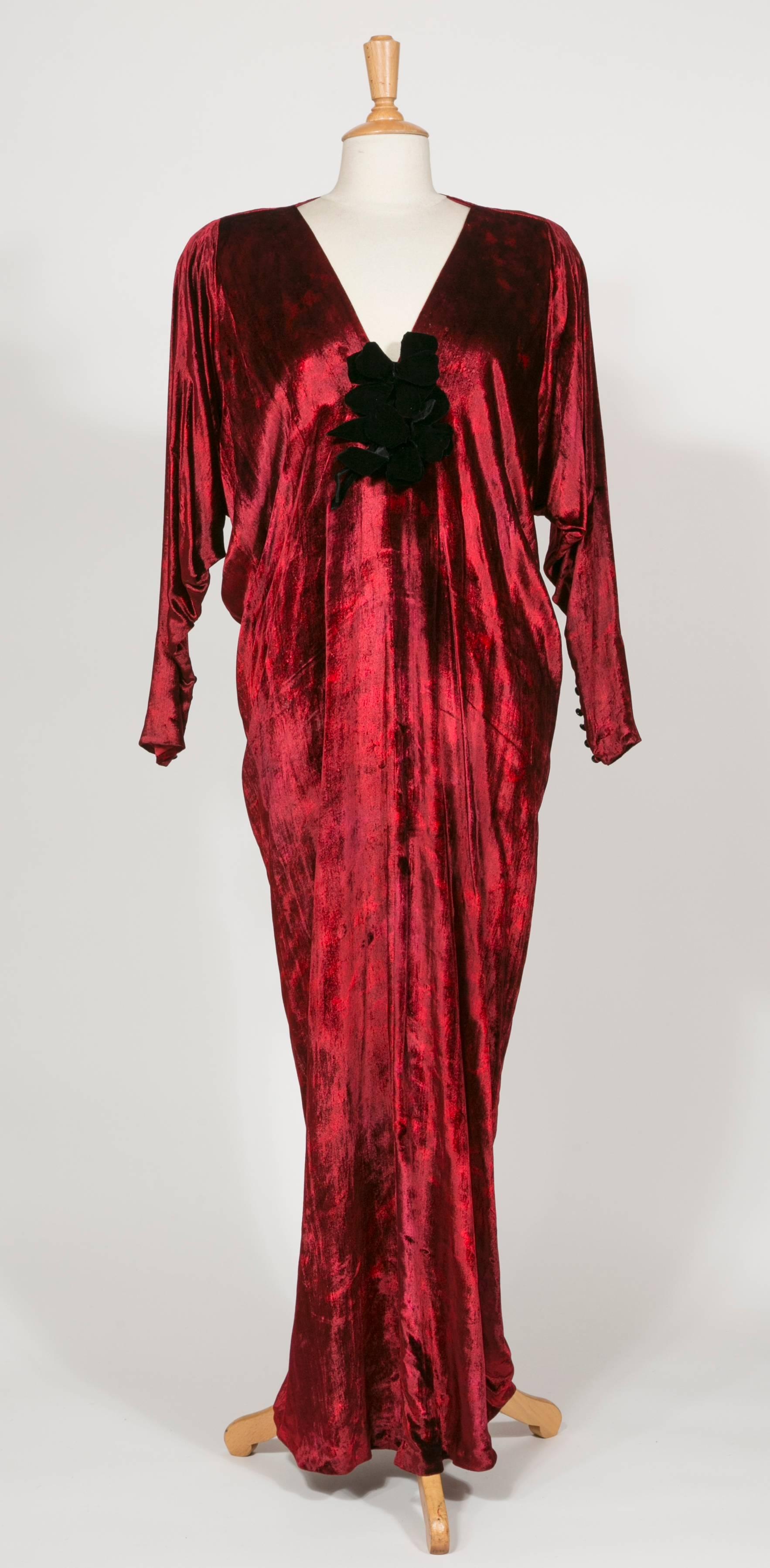 Women's or Men's 1975 Yves Saint Laurent Haute Couture Iconic  Ruby Silk Velvet  Evening Dress