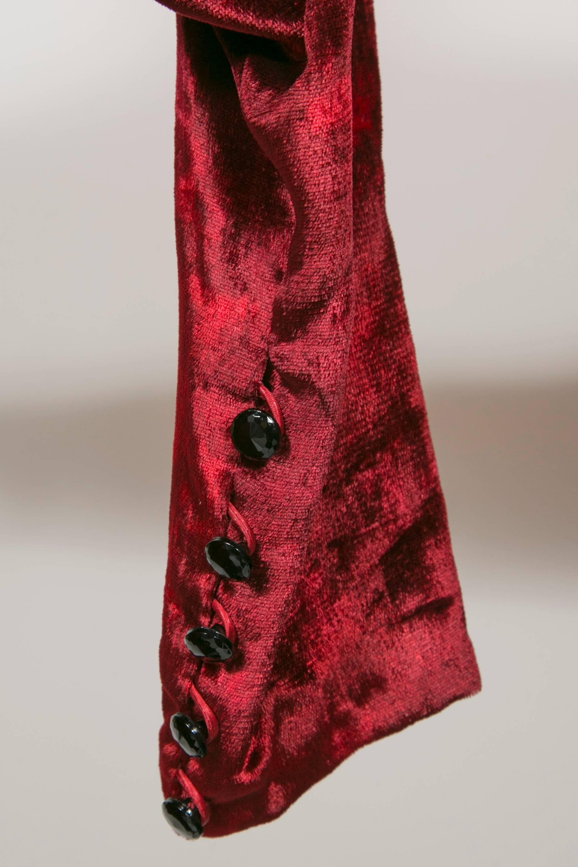 1975 Yves Saint Laurent Haute Couture Iconic  Ruby Silk Velvet  Evening Dress 1