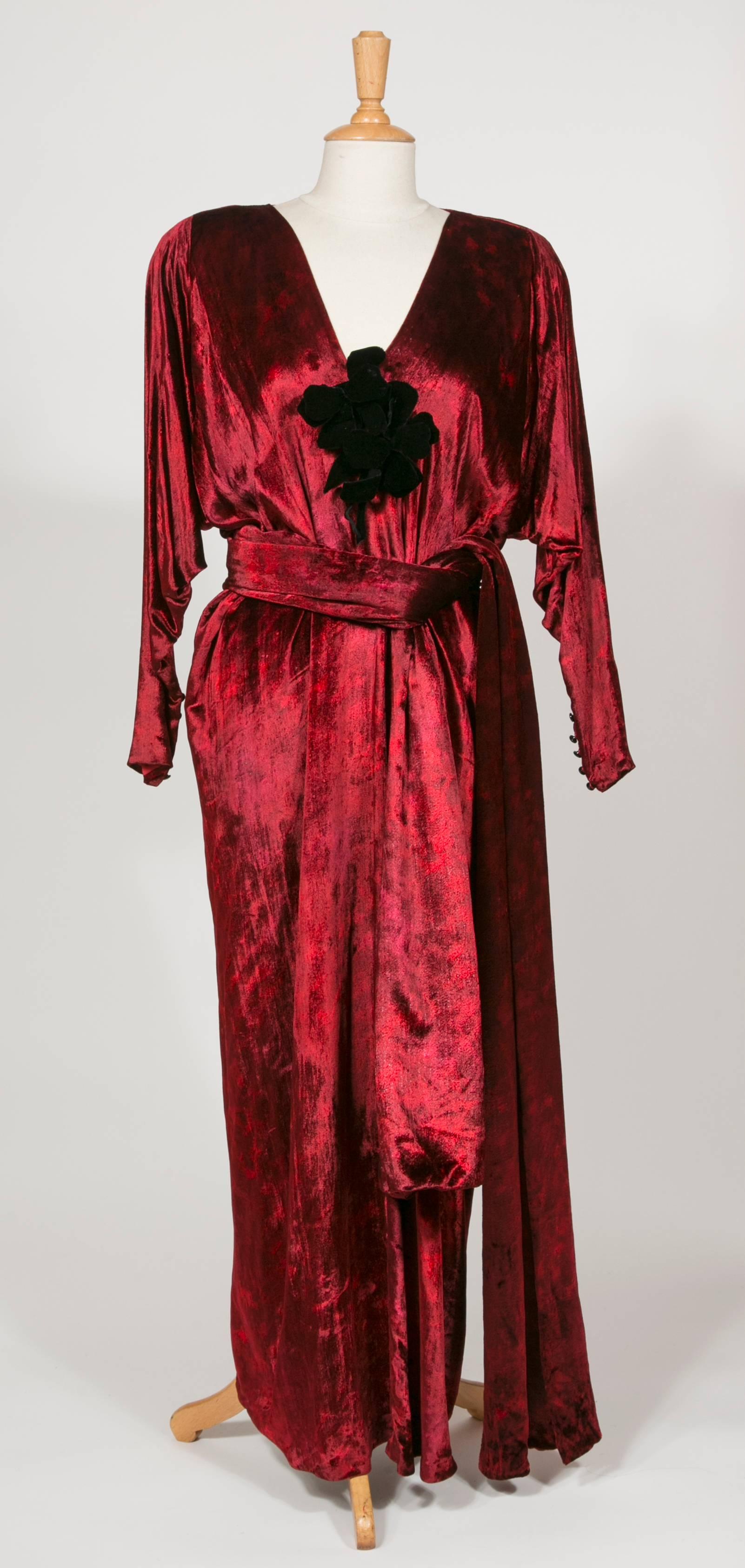 1975 Yves Saint Laurent Haute Couture Iconic  Ruby Silk Velvet  Evening Dress 2