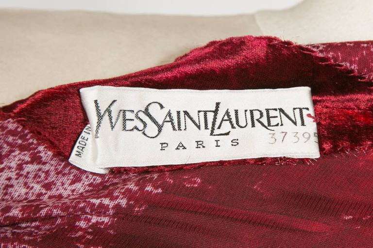 1975 Yves Saint Laurent Haute Couture Iconic Ruby Silk Velvet Evening ...