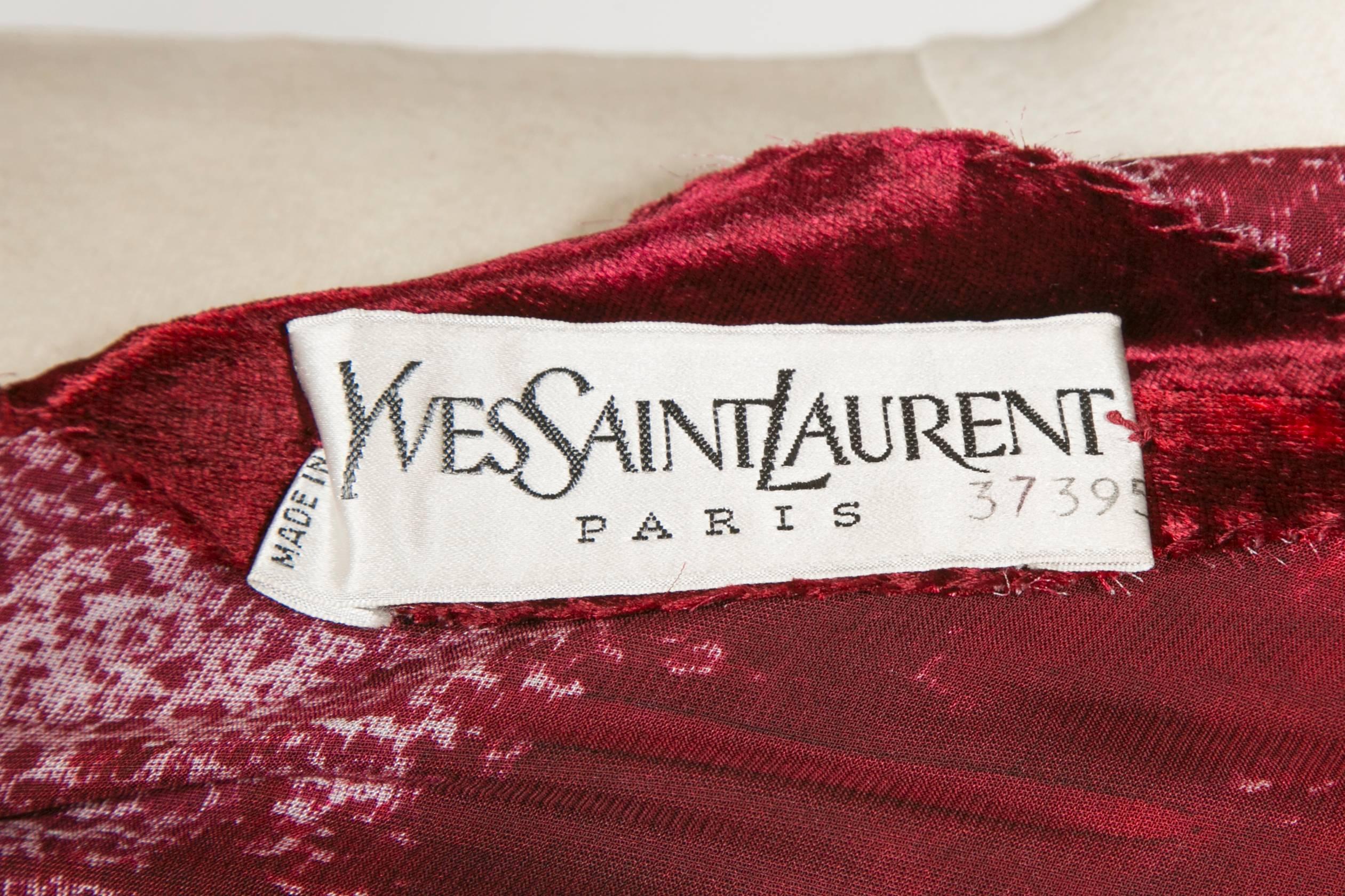 1975 Yves Saint Laurent Haute Couture Iconic  Ruby Silk Velvet  Evening Dress 3