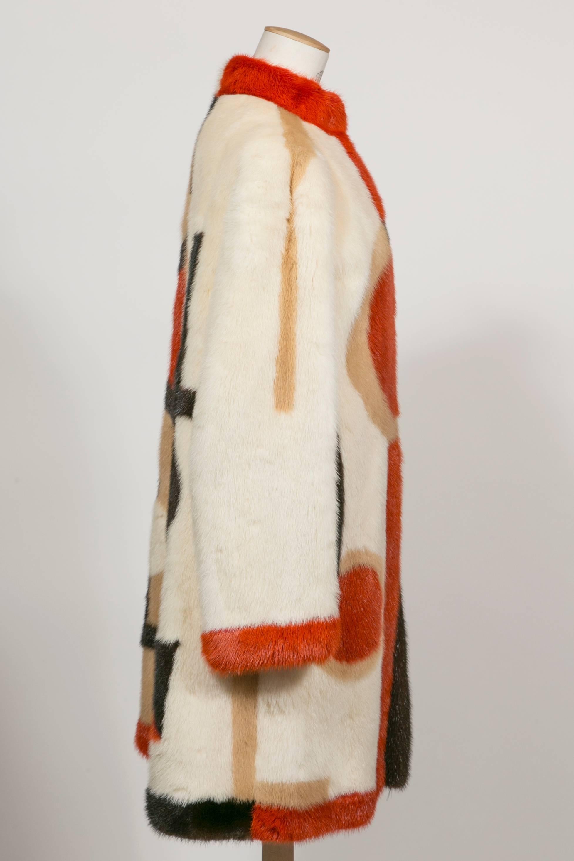 1985/90 Christian Dior Fabulous Suprematism Malevitch Mink Coat  In Excellent Condition In Paris, FR