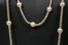 1993 Chanel Extra Longer Necklace Faux Pearls and Faux Diamonds