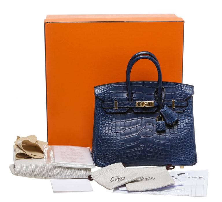 Hermes Bleu de Malte (Blue) Birkin 25cm Matte Alligator Handbag
