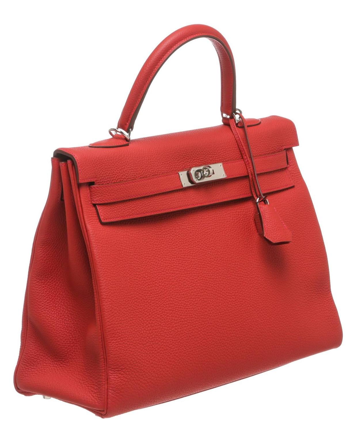 Hermes Red Togo Leather Kelly 35cm Handbag SHW For Sale at 1stdibs  