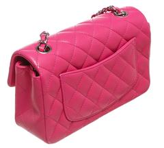 Chanel Pink Quilted Lambskin Mini Classic Flap Shoulder Handbag