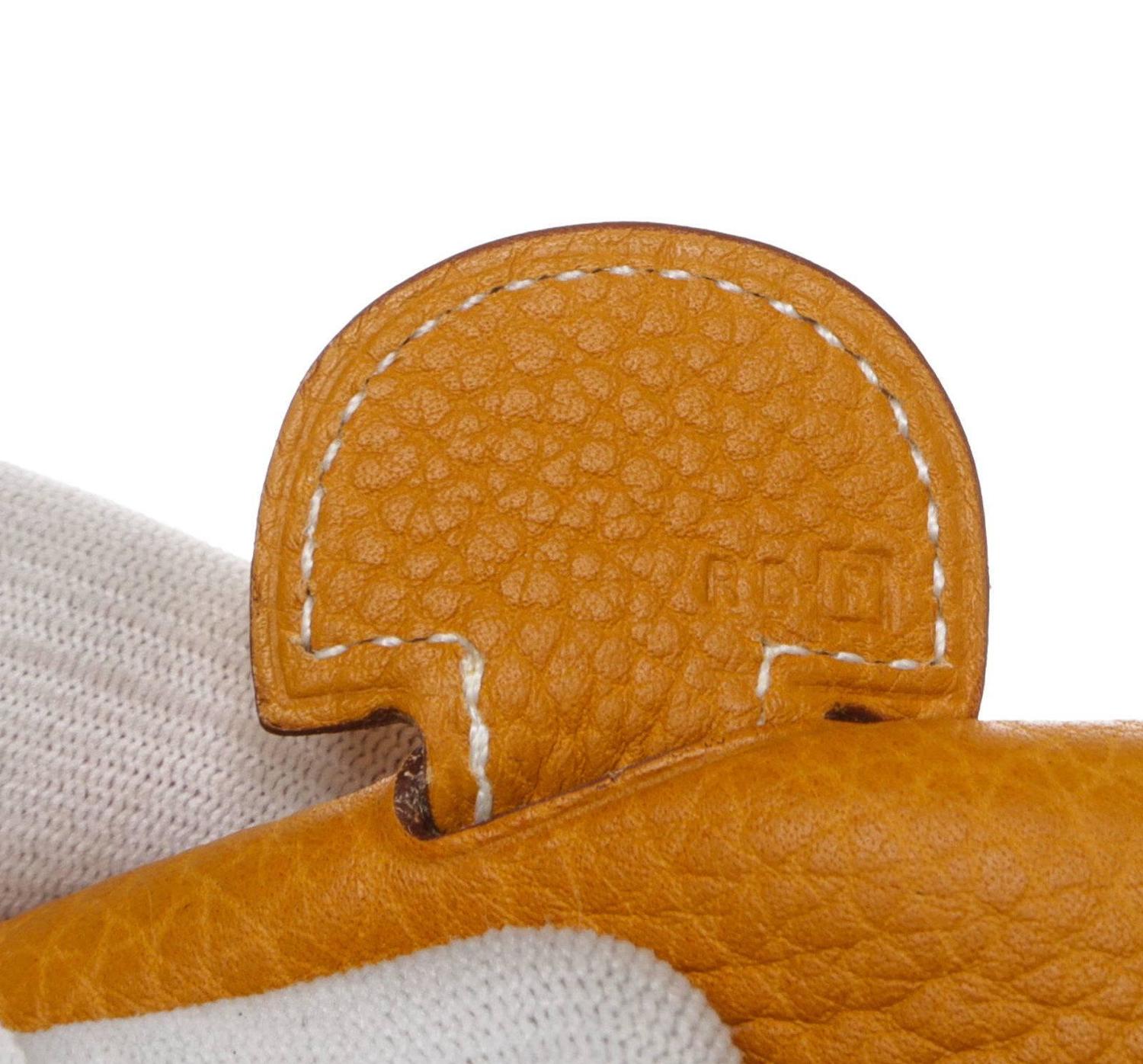 hermes yellow leather handbag evelyne  