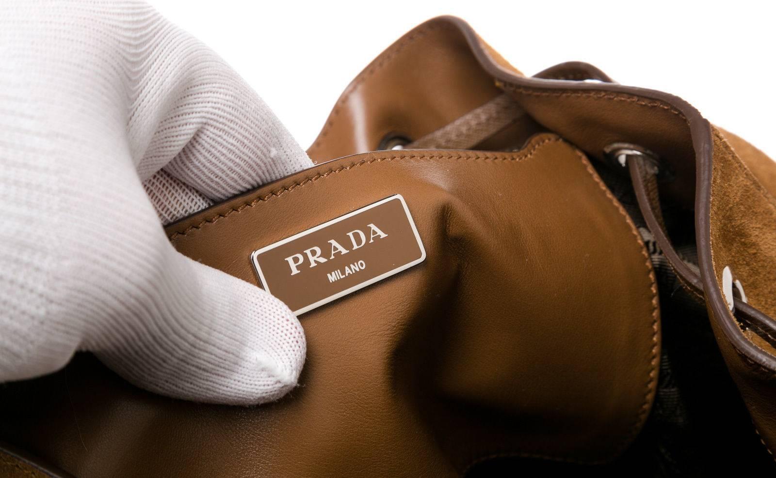 Prada Brown and White Suede and Springbok Fur Backpack  For Sale 3