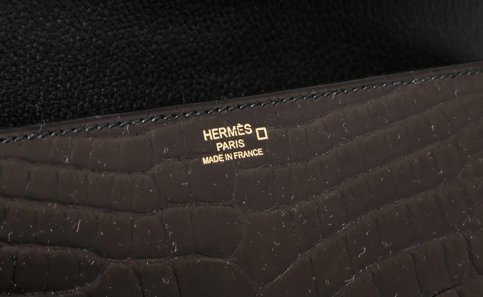 Hermes Black Alligator Medor 23cm Clutch Handbag For Sale 2