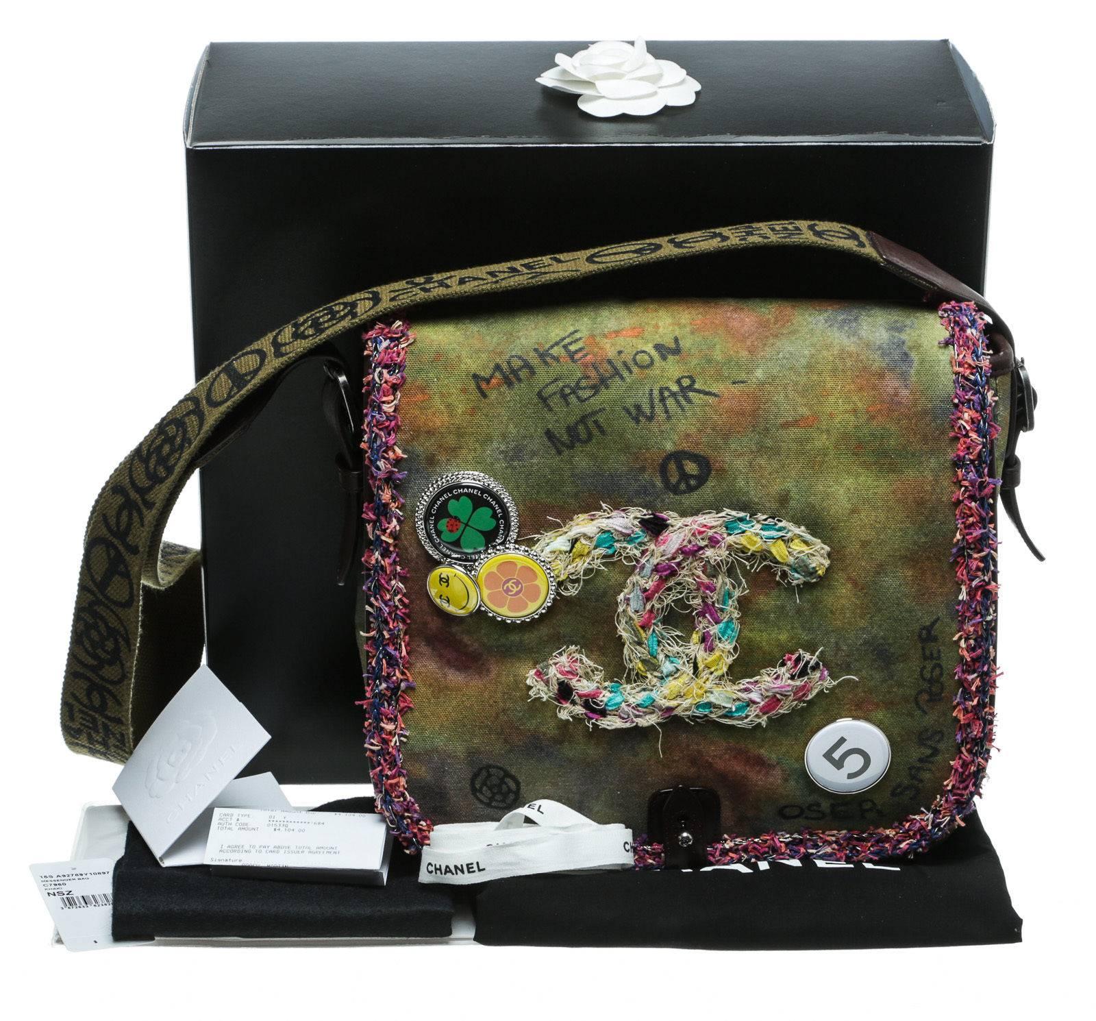 Chanel Brown Canvas Graffiti Messenger 15S Handbag 4