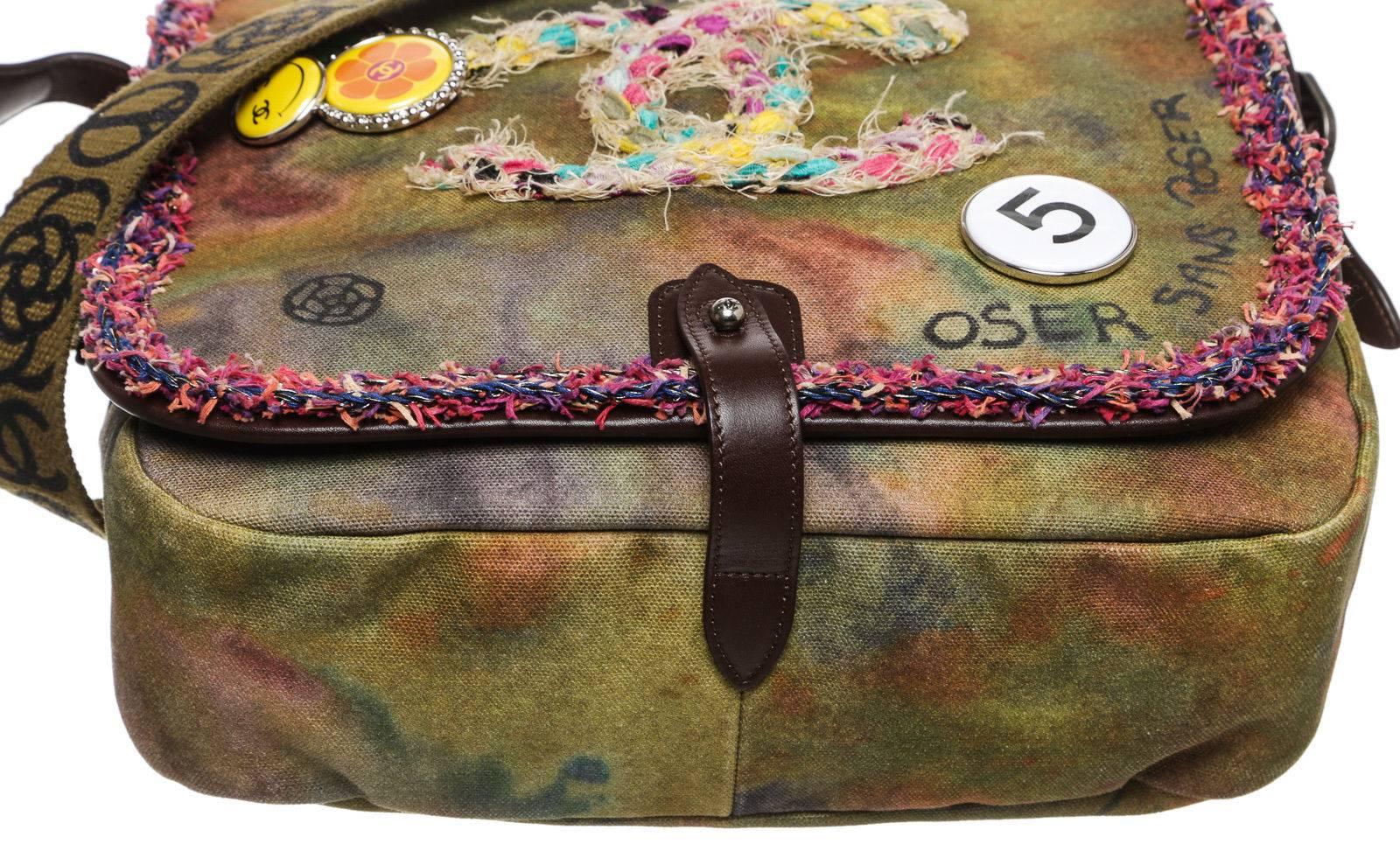 Women's Chanel Brown Canvas Graffiti Messenger 15S Handbag