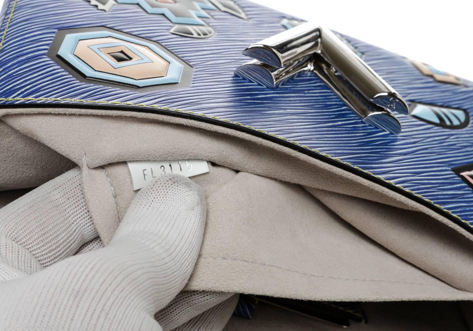 Louis Vuitton Blue Multicolor Epi Leather Twist MM Azteque Flap Shoulder Handbag For Sale 2