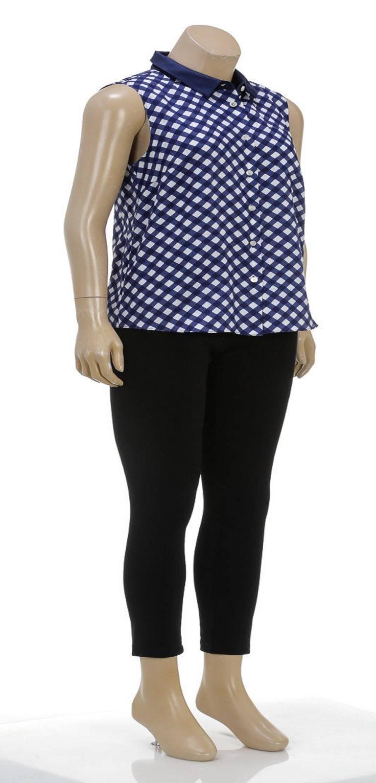 Purple Kate Spade Blue and White Sleeveless Gingham Button Top (Size 8) For Sale